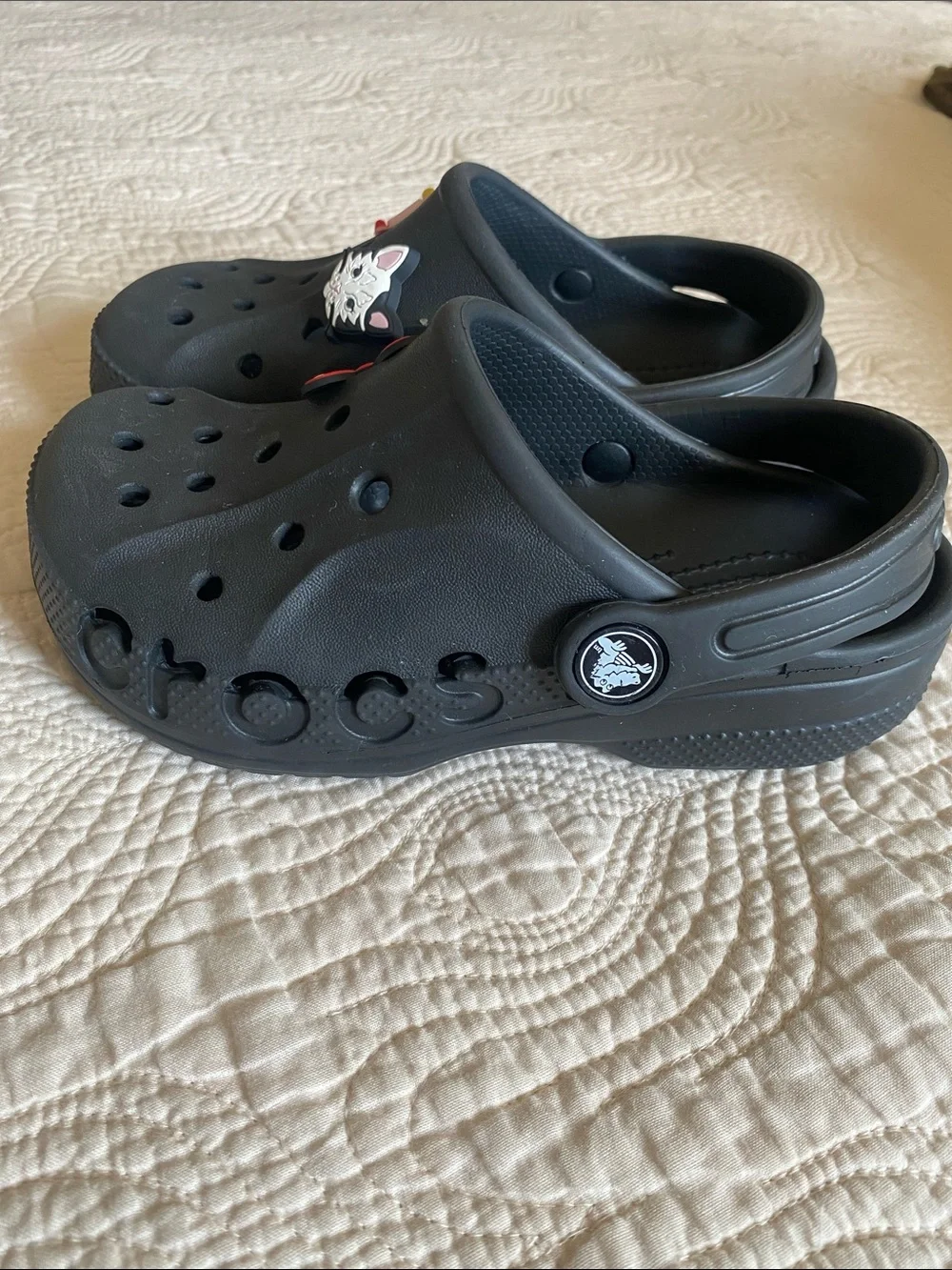 CROCS Kids Black Clog Sandals with Colorful Charms